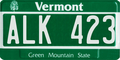 VT license plate ALK423