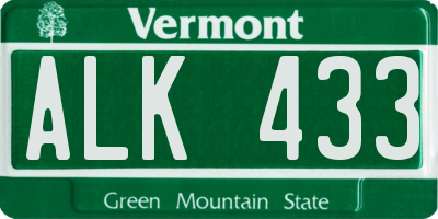 VT license plate ALK433