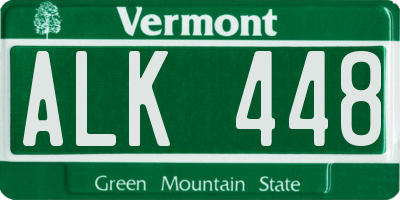 VT license plate ALK448