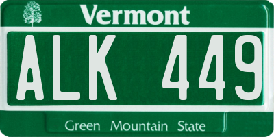 VT license plate ALK449