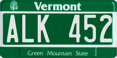 VT license plate ALK452