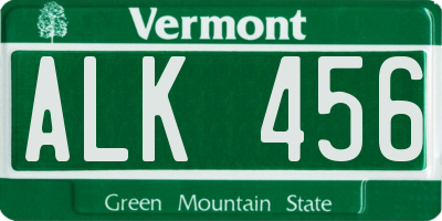 VT license plate ALK456