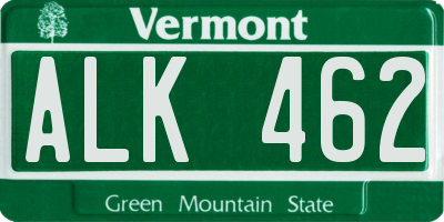 VT license plate ALK462