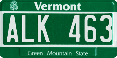 VT license plate ALK463
