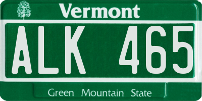 VT license plate ALK465