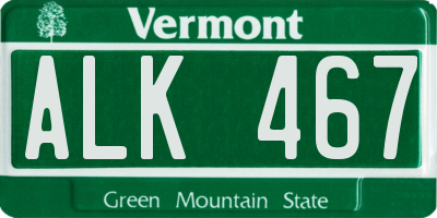 VT license plate ALK467