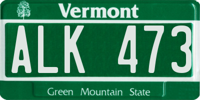 VT license plate ALK473