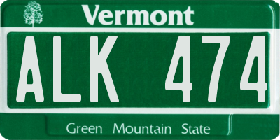 VT license plate ALK474