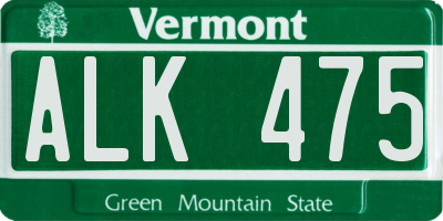 VT license plate ALK475