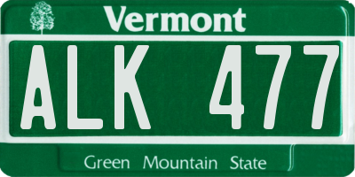 VT license plate ALK477