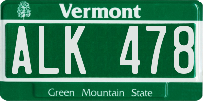 VT license plate ALK478