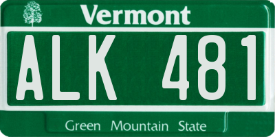 VT license plate ALK481