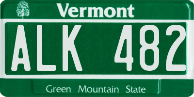 VT license plate ALK482