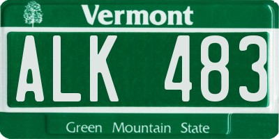 VT license plate ALK483