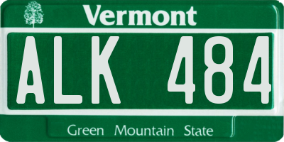VT license plate ALK484