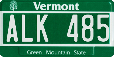VT license plate ALK485