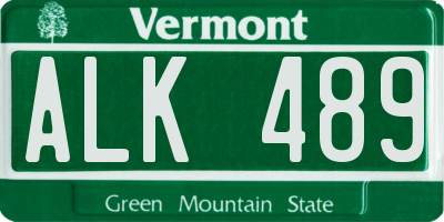VT license plate ALK489