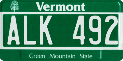 VT license plate ALK492