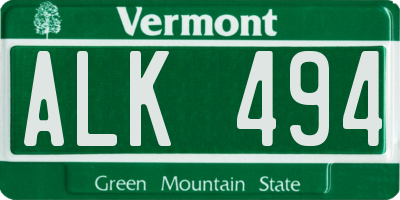 VT license plate ALK494