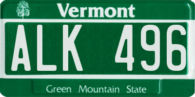 VT license plate ALK496
