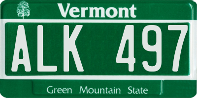 VT license plate ALK497