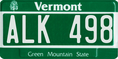 VT license plate ALK498