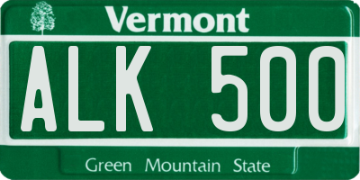 VT license plate ALK500