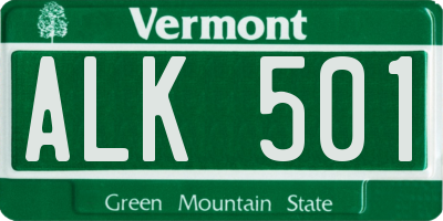 VT license plate ALK501