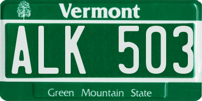 VT license plate ALK503