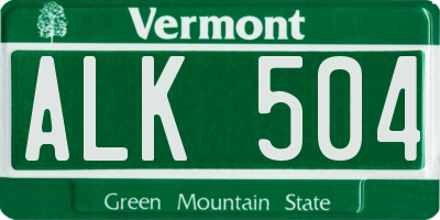 VT license plate ALK504