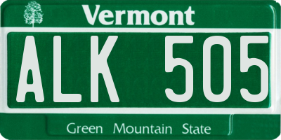 VT license plate ALK505