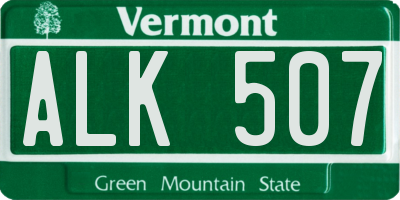 VT license plate ALK507