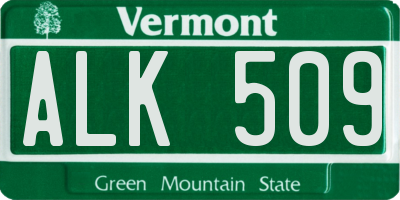 VT license plate ALK509