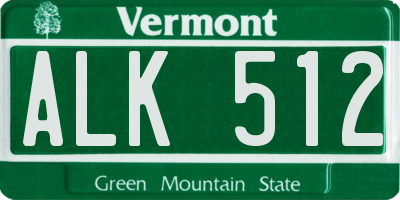 VT license plate ALK512