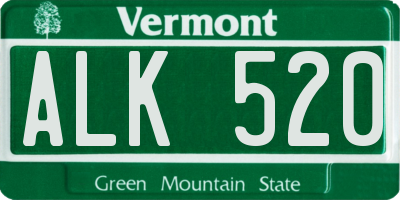 VT license plate ALK520
