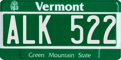 VT license plate ALK522