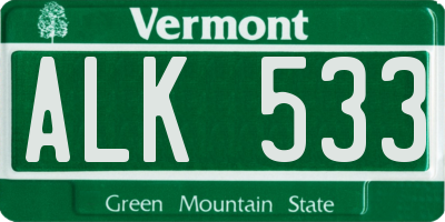 VT license plate ALK533