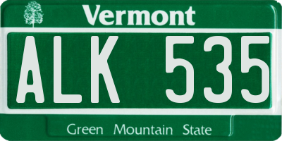VT license plate ALK535