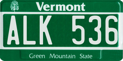 VT license plate ALK536
