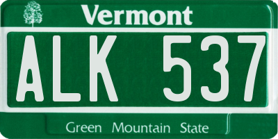 VT license plate ALK537