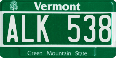VT license plate ALK538