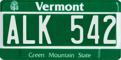 VT license plate ALK542