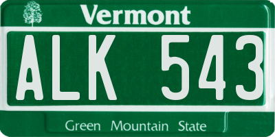 VT license plate ALK543