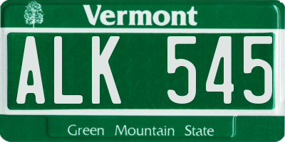 VT license plate ALK545