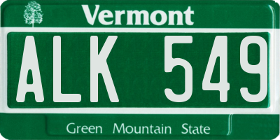 VT license plate ALK549