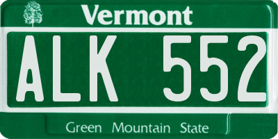 VT license plate ALK552