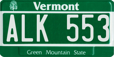 VT license plate ALK553