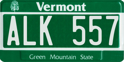 VT license plate ALK557