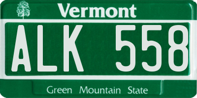 VT license plate ALK558