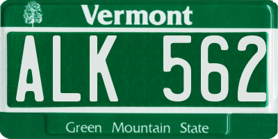 VT license plate ALK562